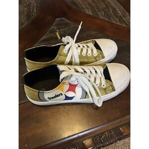 Pittsburgh Steelers Gold Black White Women's Sneakers Shoes Lace Up Tie Size 7
